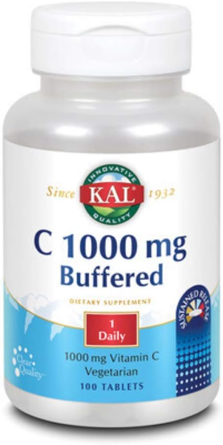 KAL-vitamin C Buffered Vedvarende udgivelsestabletter, 1000 mg, 100 Tæl