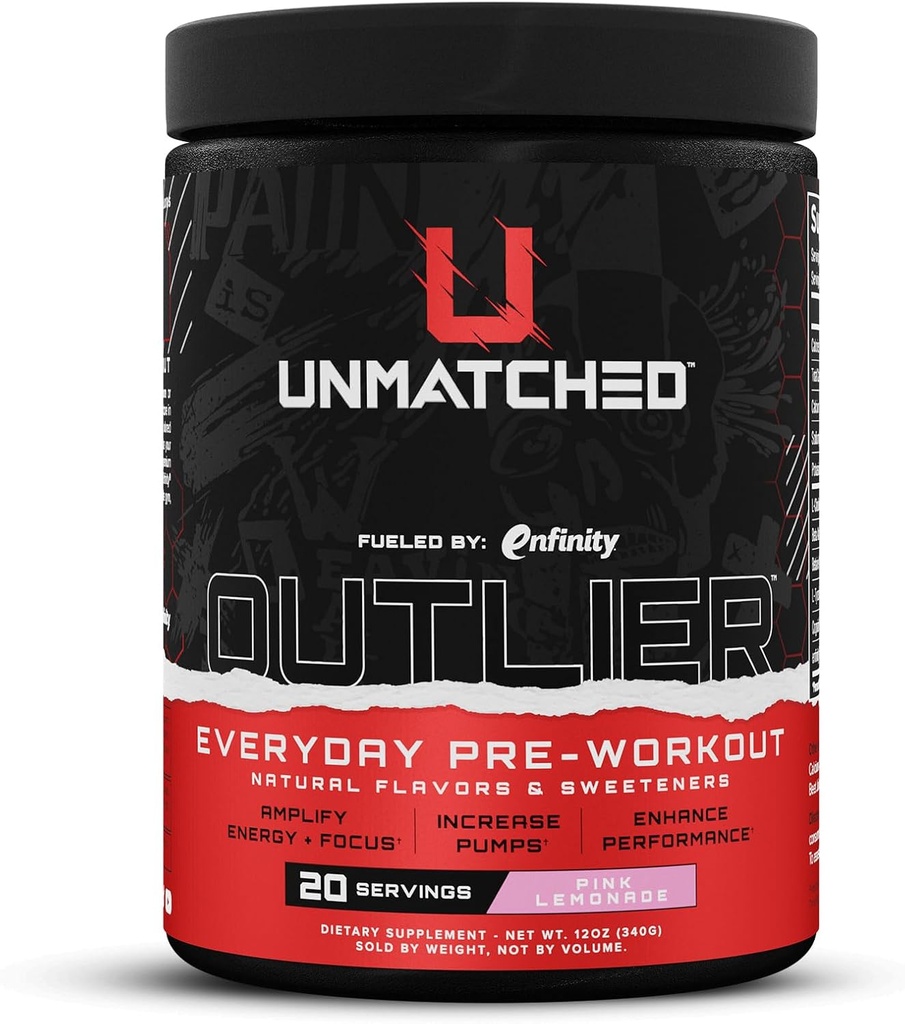Umatches Outlier Everyday Pre Workout Powder for Mænd & Kvinder Note 124; Paraxanthin, Beta Alanine, NO3- T Nitrater