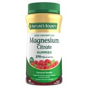 Naturens Bounty Magnesium Citrate Gummies for voksne, Understøtter generel sundhed, ben, nerve, muskel & hjerte sundhed støtte, 270mg per servering, Vegan, ikke-GMO - Hindbær 90 Greve