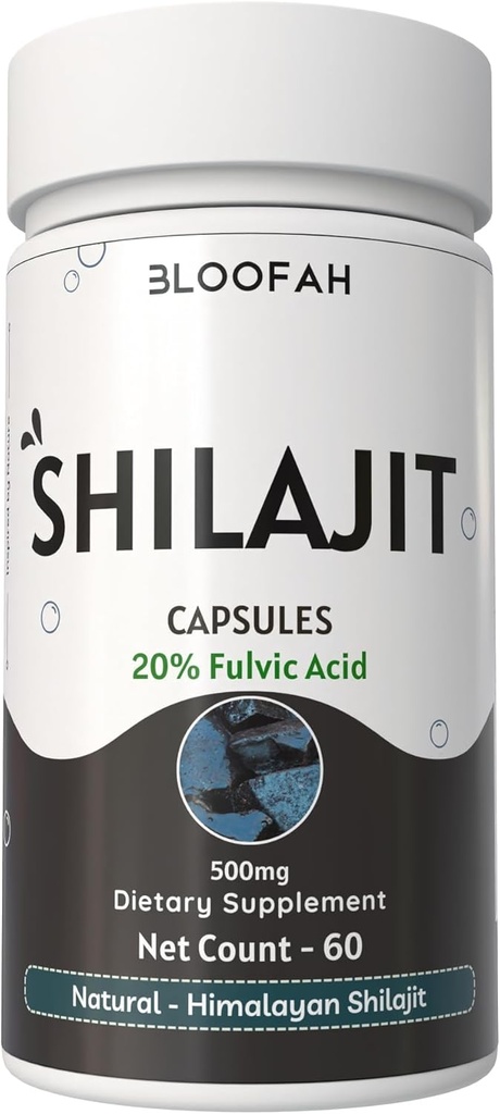 Shilajit Capsules 500 mg 1 124; 20% ekstrakt Pulver 1 124; Renset Asphaltum Supplement Højpotens Koncentreret Ekstraktion 1 124; Non- GMO, Gluten- Free