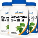 Nutricost Resveratrol 700mg; 120 Vegetabilske kapsler - 50% Trans- Resveratrol (3 flasker)
