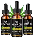 (3-Pack) Høj potens Hamp Oil - maksimal styrke, immunsystem support, Focus Calm, Afslapning, Mood, Pure Extract, Organic, Vegan, Non- GMO