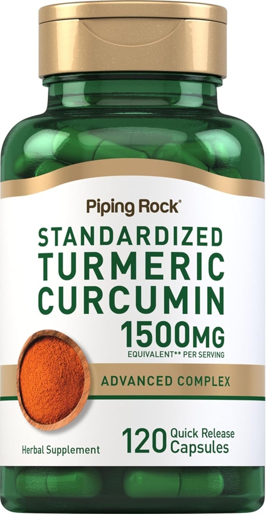 Piping Rock gurkemeje Curcumin Complex 1500mg • 124; 120 Kapsler • 124; med Black Pepper Extract og Tart Cherry • 124; Advanced Formel Supplement • 124; Non- GMO, Gluten Free
