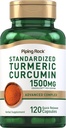 Piping Rock gurkemeje Curcumin Complex 1500mg • 124; 120 Kapsler • 124; med Black Pepper Extract og Tart Cherry • 124; Advanced Formel Supplement • 124; Non- GMO, Gluten Free