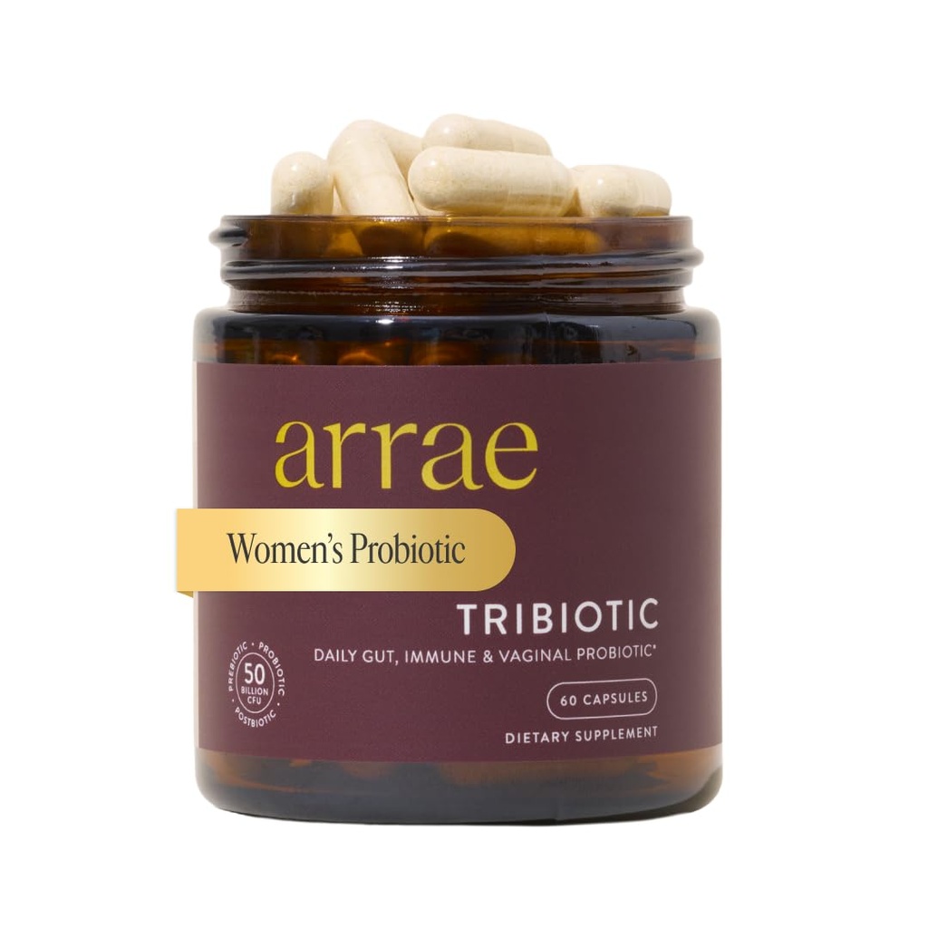 Arrae Tribiotika, Probiotika til kvinder, Støtte til vaginal pH balance, Gut, immunforsvar og feminin sundhed, Prebiotika, Probiotika, Postbiotika, 60 Greve