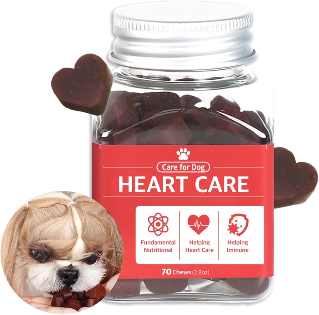Dr.by HeartUp Heart Care Supplements for Dogs and Puppy - Soft Chews for Dogs with Colostrum, L- Carnitin and Coenzym Q- 10- 2,82 oz (80g), 70 Cheese Smaged Soft Chews