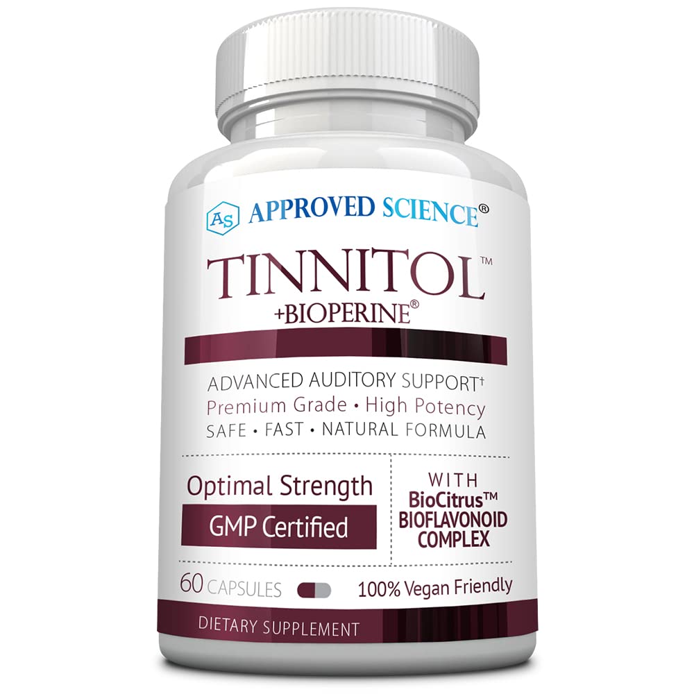 Godkendte videnskab Tinnitol - Tinnitus Support - Ease Ringing i Ørene - Boost Indre Øre Sundhed - 60 Kapsler - Made in USA