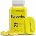 Berberine 500mg HCL Extract - fra Berberis Aristata Vulgaris, 180 vegetariske kapsler, fordøjelsestillæg for samlet velvære, 6-måned levering, non-GMO, 1000mg per servering, GMP Certified, USA Made