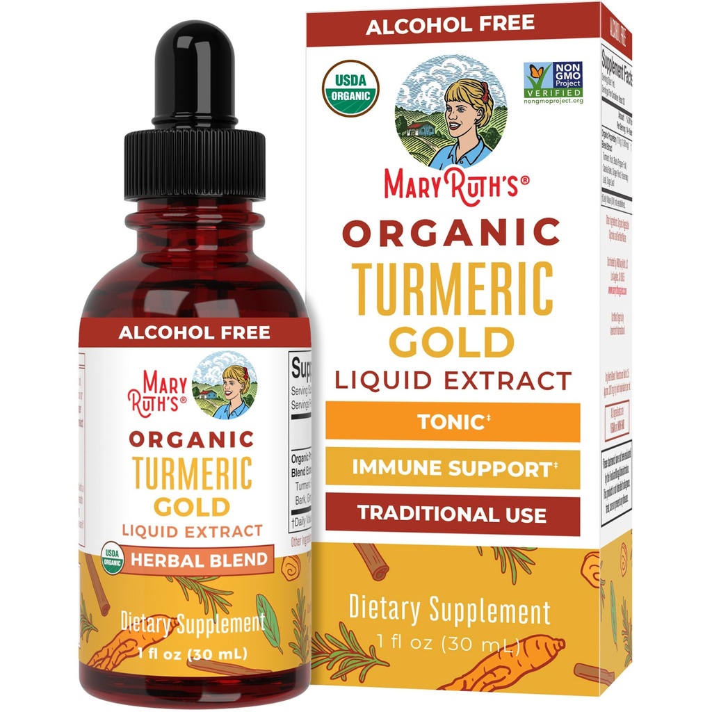 MaryRuth Organics USDA gurkemeje guld flydende dråbestoffer 124; urtebind 124; gurkemeje 124; sort pepper 124; Cassia kanel Bark 124; ingefær rod 124; immunforsvar 124; non-GMO-projekt verificeret 124; Veganum 124; 1oz