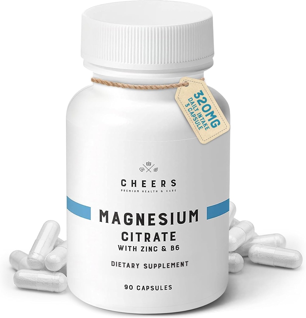Skål Magnesium Citrate 320mg • 124; Understøtter muskel & nerve sundhed, immunboost & stress Relief • 124; Magnesium kosttilskud med vitamin B6 & zink • 124; Non- GMO, Vegan, Ingen kunstige ingredienser • 124; 90 kapsler