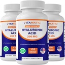 Vitamatisk 3 Pack Hyaluronsyre Kosttilskud 200mg - Understøtter sunde forbindelsesvæv og joints - Fremme ungdommelig sund hud - alt 360 kapsler