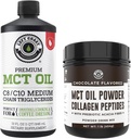 Venstre Coast Performance 100% Coconut MCT Oil Liquid, 32oz + Chocolate Keto MCT Powder, Collagen & Prebiotic Fiber, 16oz