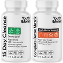 Youth & Tonic 15 Day Cleanse & Carb Matrix Support til Bloating, Gut & Metabolisme Sundhed, Break The Plateau, Feel Lighter & Energized, Colon Cleanser & Detox med ACV, Glucomannan, Chrom, 60 Pills