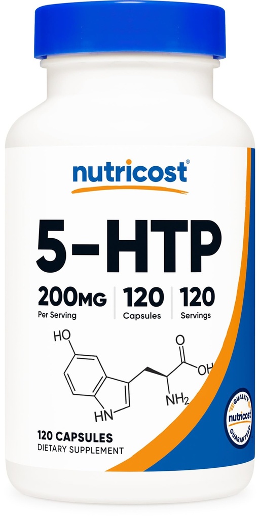 Nutricost 5- HTP 200mg, 120 vegetariske kapsler (5- Hydroxytryptophan) - Non- GMO & Gluten Free