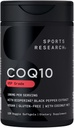 Sports Research CoQ10 (100mg) Forbedret w / Coconut Oil & Bioperine (Black Pepper) for bedre Absorption 124; Vegan Certified, Non- GMO Verified (120 Veggie Softgels)