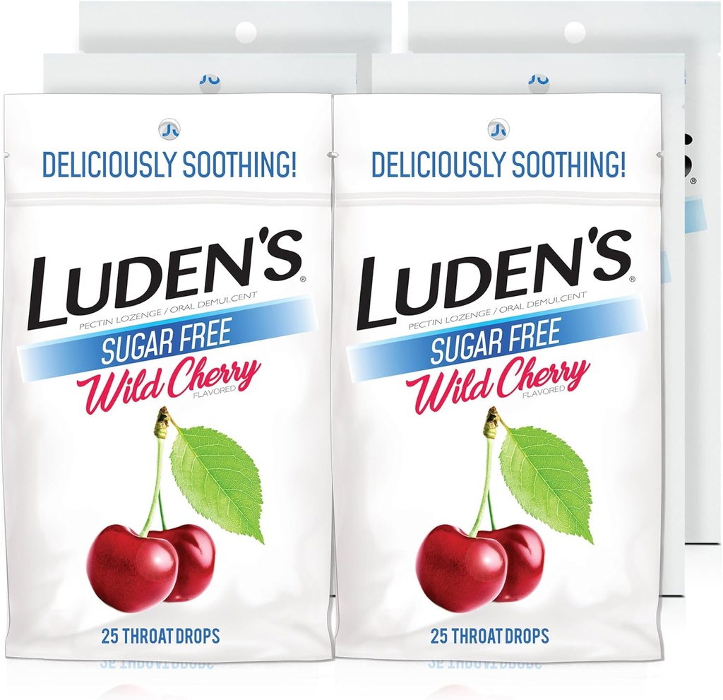 Loren 's Sugar Free Wild Cherry Throat Drops, Sore Throat Relief, 25 Greve (6 Pack)