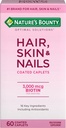 Naturens Bounty Optimal Solutions Hår, Hud & Nails Formel, med 3.000 mcg biotin, 60 coated kapsler, 20 Total Servering