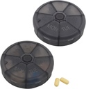 Bærbar Ugentlig Pill Organizer 7 dages piller Container, Round Pill Case Travel Friendly, Daglig Uge Pill Reminder Case, BPA- Gratis Vitamin, tillæg, Fish Oil, Medicin Planner (sort)