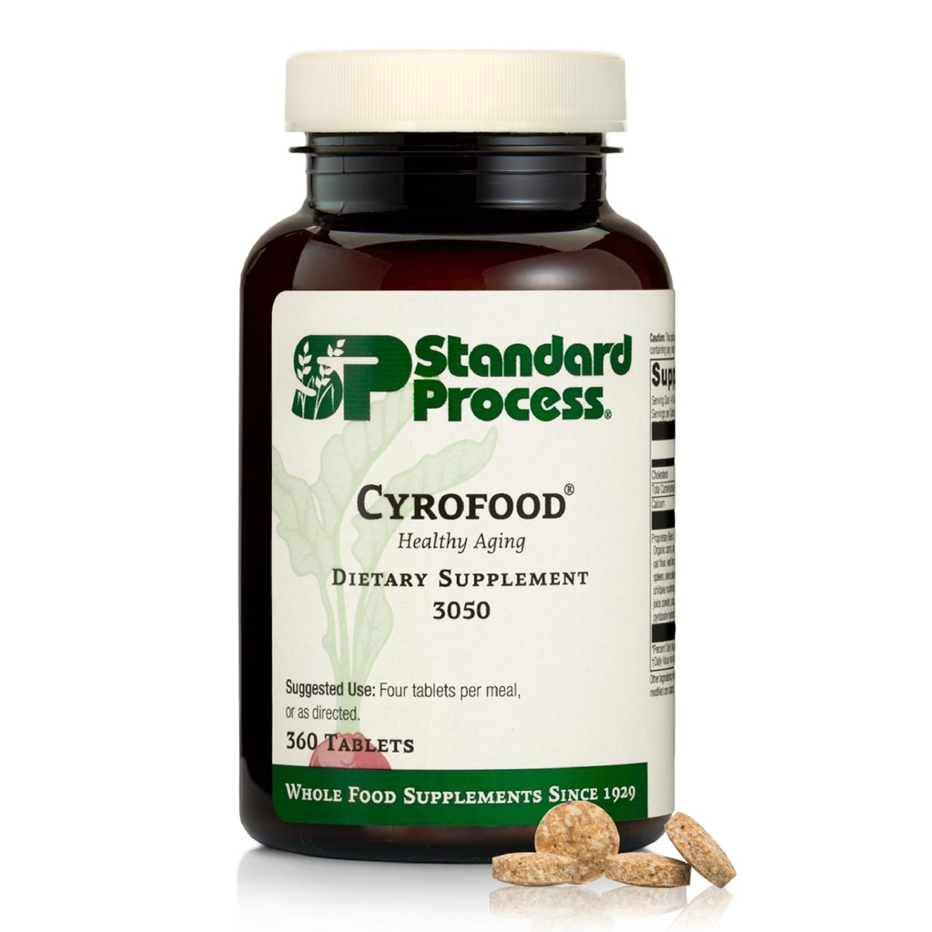 Standard Process Cyrofood - Sund Aging Support - Nutritional Supplement med Bovin Adrenal, Reishi Mushroom Powder, Organic Gulerod & mere - Hele foder- baseret Supplement - 360 tabletter