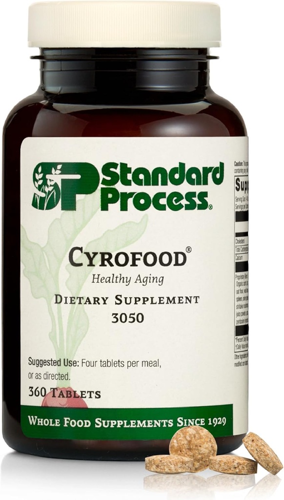 Standard Process Cyrofood - Sund Aging Support - Nutritional Supplement med Bovin Adrenal, Reishi Mushroom Powder, Organic Gulerod & mere - Hele foder- baseret Supplement - 360 tabletter