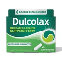 Dulcolax Stimulant Laxative Medicin Suppositorier, Forudsigelige og effektive Forstoppelse Relief, Bisacodyl 10 mg, 4 Tælling
