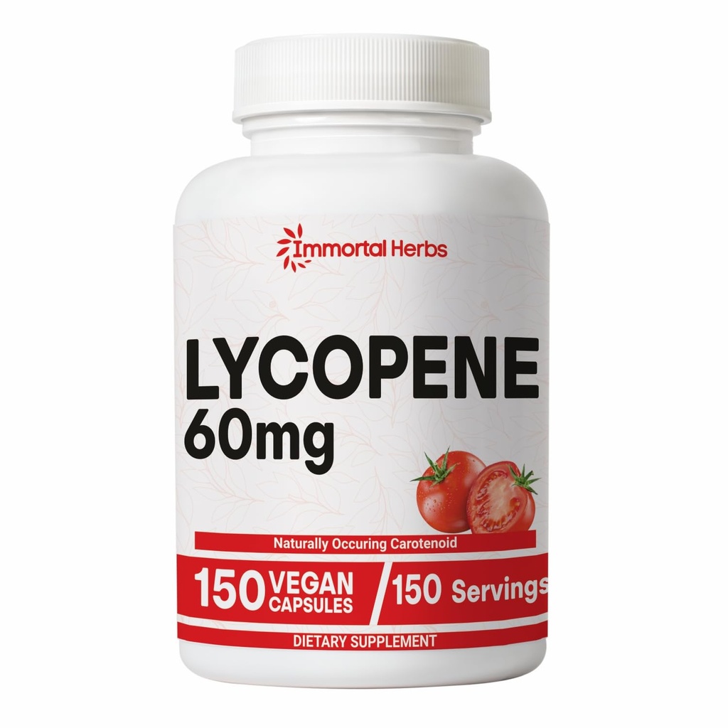 Lycopene supplement til mænd 60mg, 150 kapsler, naturlige tomat ekstrakt pulver til hud, hjerte & immunforsvar, 100% Veg Lycopene complex, non-GMO og gluten gratis carotenoid supplement
