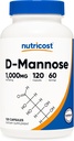 Nutricost D- Mannose 1000mg Per Serving, 120 Kapsler - 500mg Per Kapsel, Urinary Tract Health, Non- GMO og Gluten Free