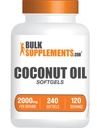 BulkSupplements.com Coconut Oil Softels - Cold Pressed Coconut Oil for Hår og Hud Support, Herbal Supplement - Gluten Free, 2 Softels per Serving (2000mg), 240 Greve (Pack of 1)
