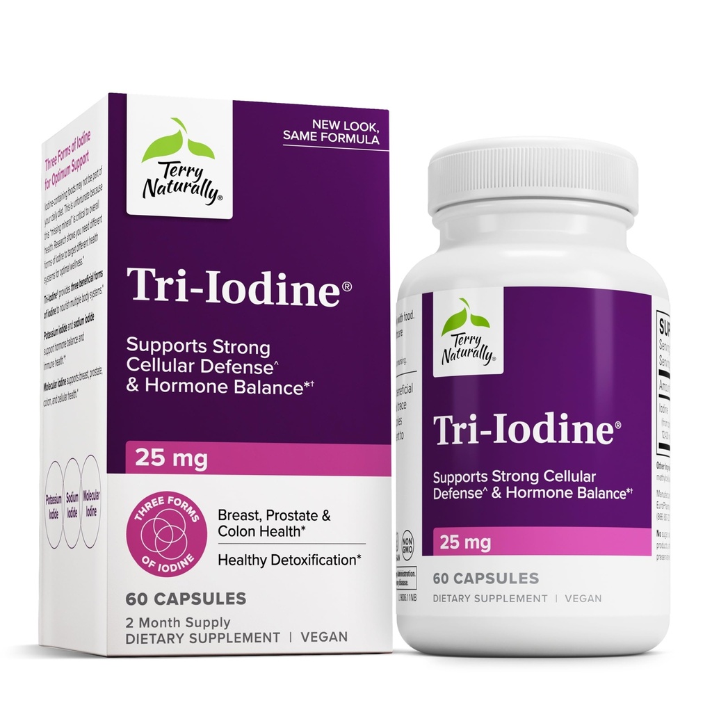 Terry naturligt tri- jod - Kosttilskud til bryst- og prostatatilskud - sund thyreoideafunktion Support - 25 mg, 60 kapsler