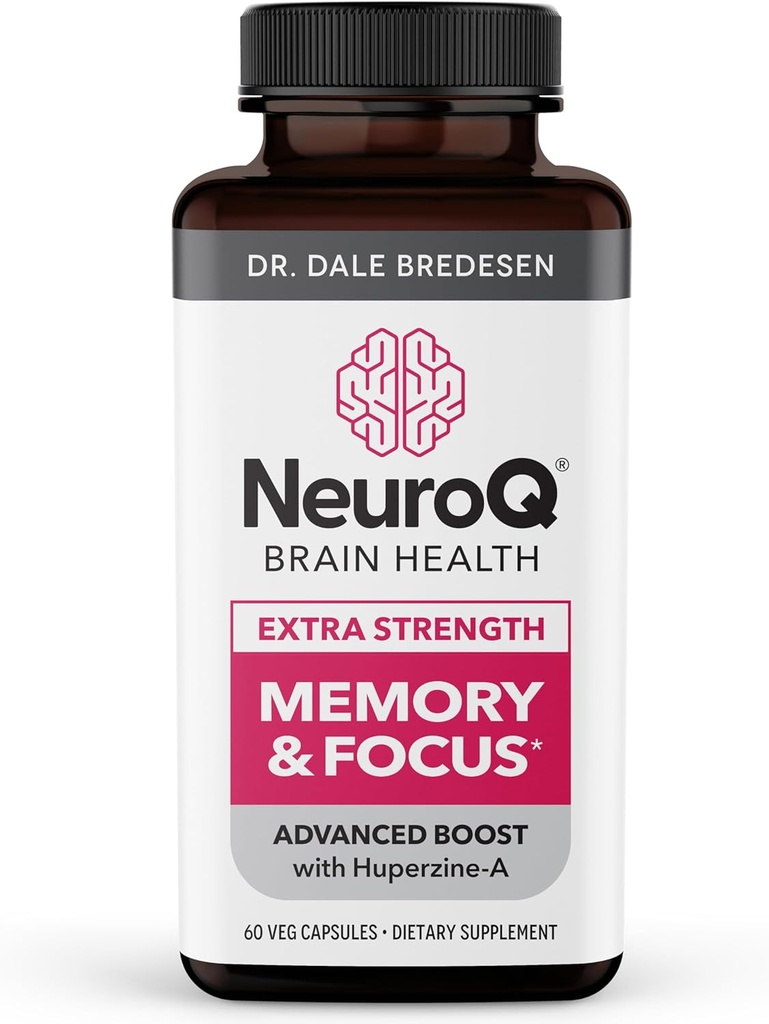 LifeSeasons NeuroQ Memory & Focus ekstra styrke med DHA- 400 - øger kognitiv ydeevne - understøtter Neurobeskyttelse & koncentration - Huperzine A, Gotu Kola, Kaffefrugt & mere - 60 kapsler