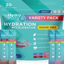 Elektrolytpulver Sugar- fri hydrering Pakninger Variety Pack HydroMATE 30 sticks