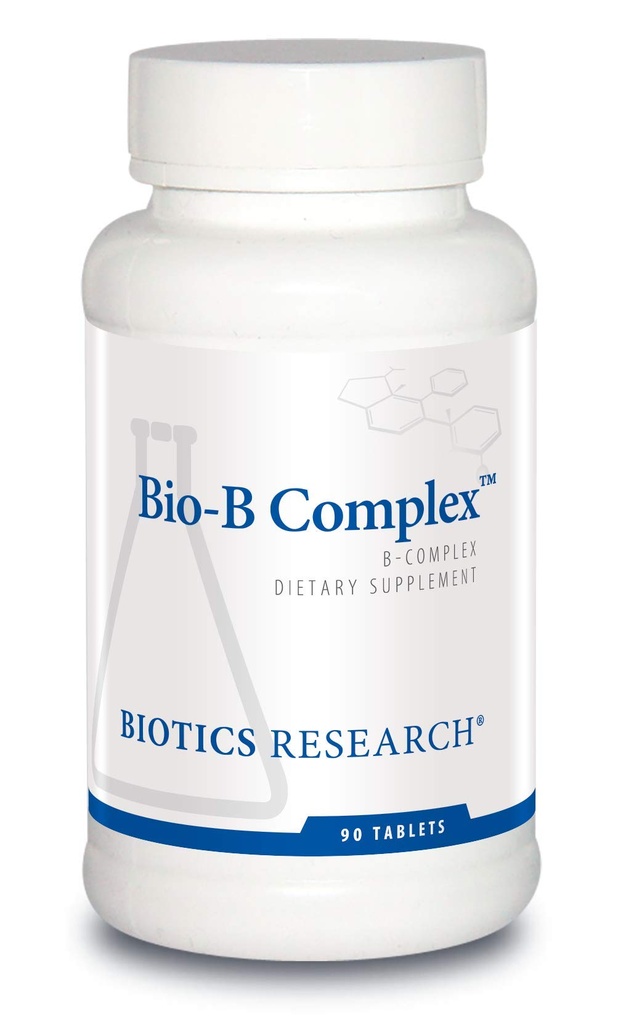 Bioteknologi Forskning Bio B Complex høj potens B- Complex med folat og vitaminer B2, B6 og B12 til energiproduktion, understøtter kardiovaskulær funktion, metaboliske pathways, hjerne sundhed 90 Tabs