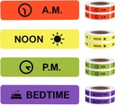 Medicine Stickers Medicinsk Instruktion Etiket Permanent Paper Label AM NOON PM Sengetid til Pill sag Planner 0,4 * 1,6 tommer (500 pr Roll 4 Pack)