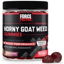 Kraftfaktor Horny Goat Weed Gummies for mænd, Natural Mandlig Drive & Vitality supplement med ingredienser til Superior Absorption, Lækker Passion Berry Flavor, Sort, 90 Greve