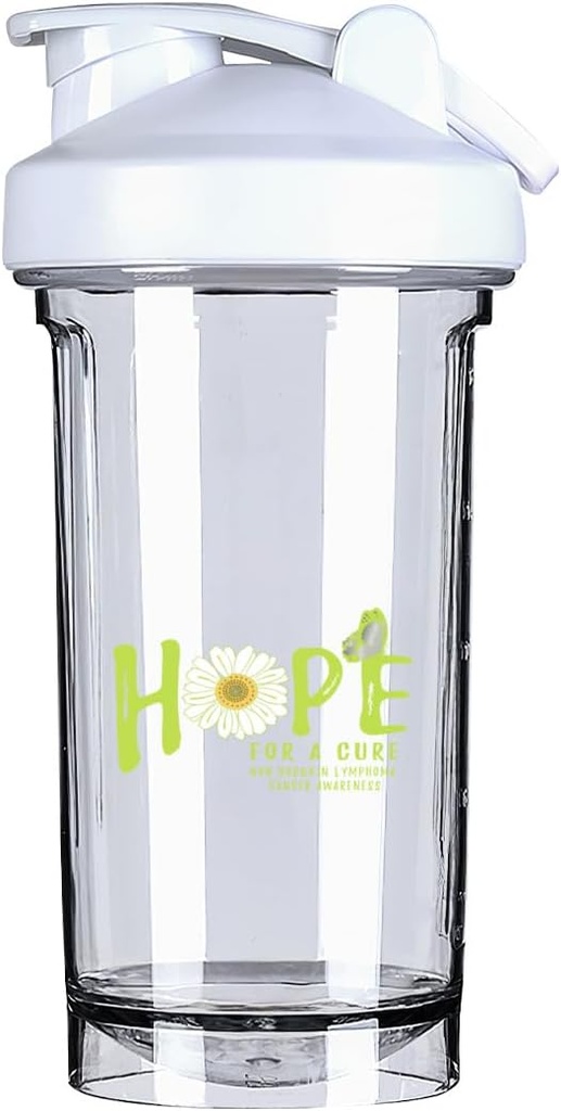 Hope for A Cure Non Hodgkin lymfom Cancer Bevidsthed Flower 18 Ounce Shaker flaske drik mixer læk- bevis før træning Protein Shakes Meal udskiftning Shakes Flasker 500ML / 18 Oz Hvid