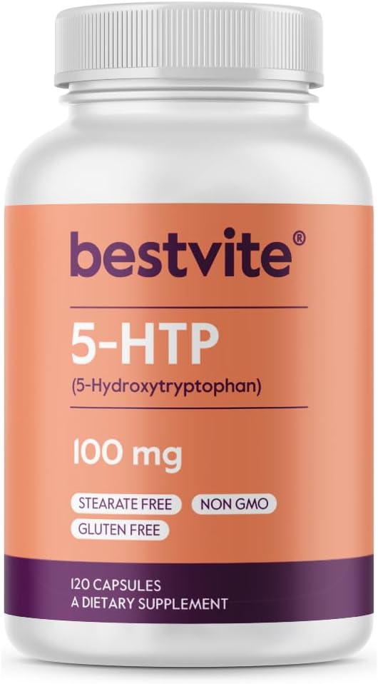BESTVITE 5- HTP 100mg (120 kapsler) - Ingen Stearates - Ingen Flow Agents - Ikke GMO - Gluten Free