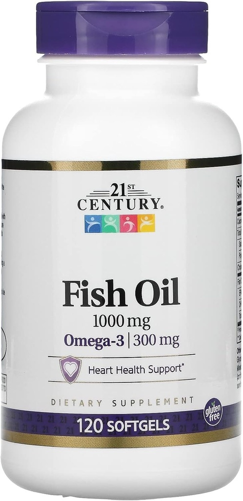 21. århundrede Fish Oil, 1000 mg, 120 Softgels