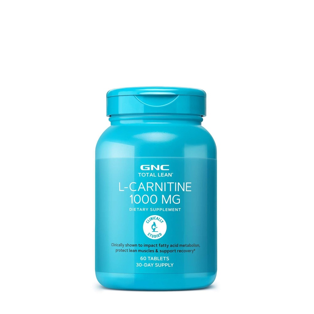 GNC Total Lean L- Carnitin 1000mg, 60 tabletter, understøtter Inddrivelse og Lean Muskelvækst