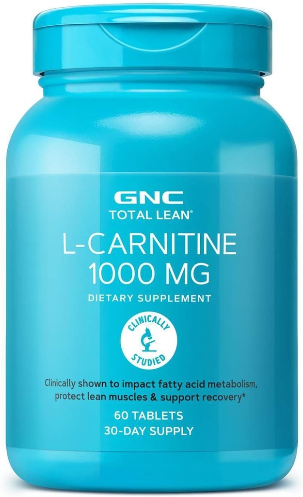 GNC Total Lean L- Carnitin 1000mg, 60 tabletter, understøtter Inddrivelse og Lean Muskelvækst