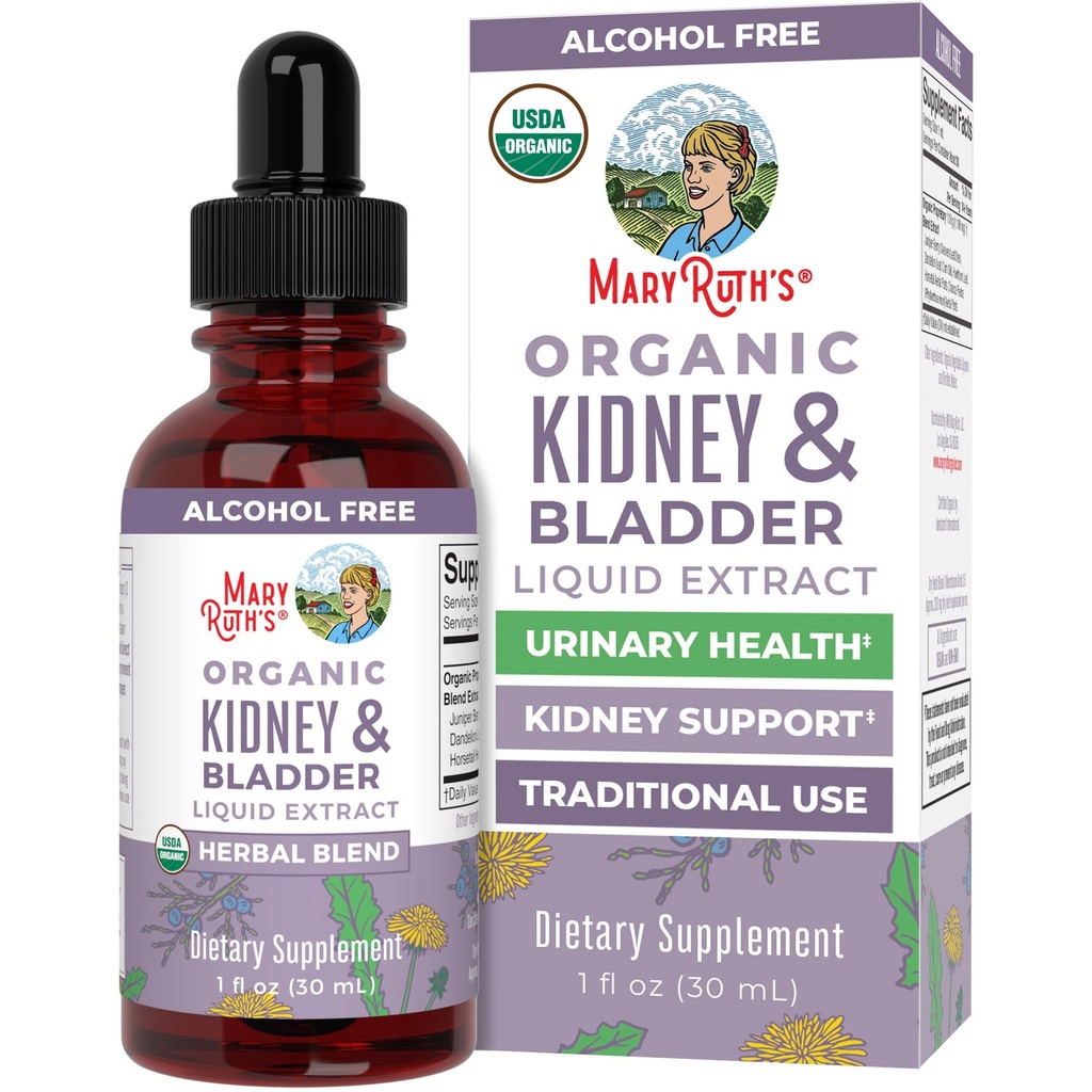 MaryRuth Organics Herbal Supplement Drops • 124; Support Renal & Urinary Systems • 124; Juniper Berry • 124; Cleavers • 124; Dandeelion • 124; Hawthorn • 124; Horsetail & Chanca Piedra • 124; Vegan • 124; Non- GMO • 124; 1 Fl Oz