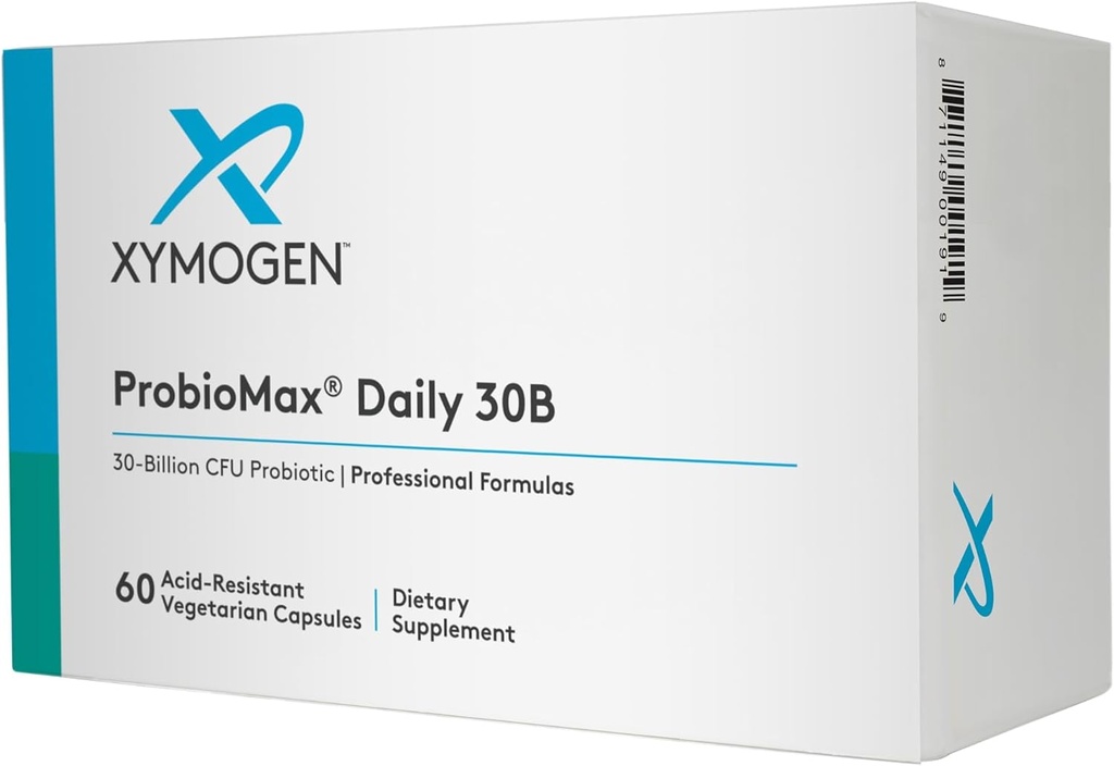 XYMOGEN ProbioMax Daily 30B - Vegetarisk, Dairy & Gluten Gratis Probiotika til fordøjelse - Kvinder og mænds probiotiske kosttilskud - Tidligere ProbioMax Daily DF (60 kapsler)