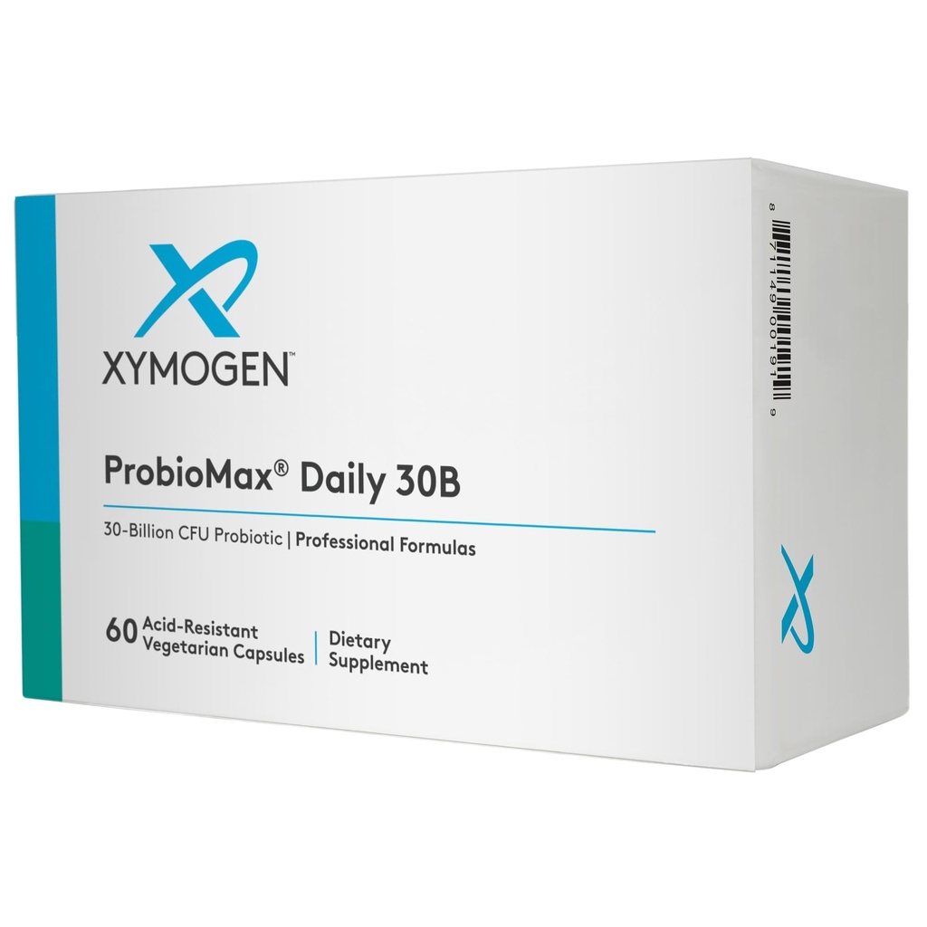 XYMOGEN ProbioMax Daily 30B - Vegetarisk, Dairy & Gluten Gratis Probiotika til fordøjelse - Kvinder og mænds probiotiske kosttilskud - Tidligere ProbioMax Daily DF (60 kapsler)