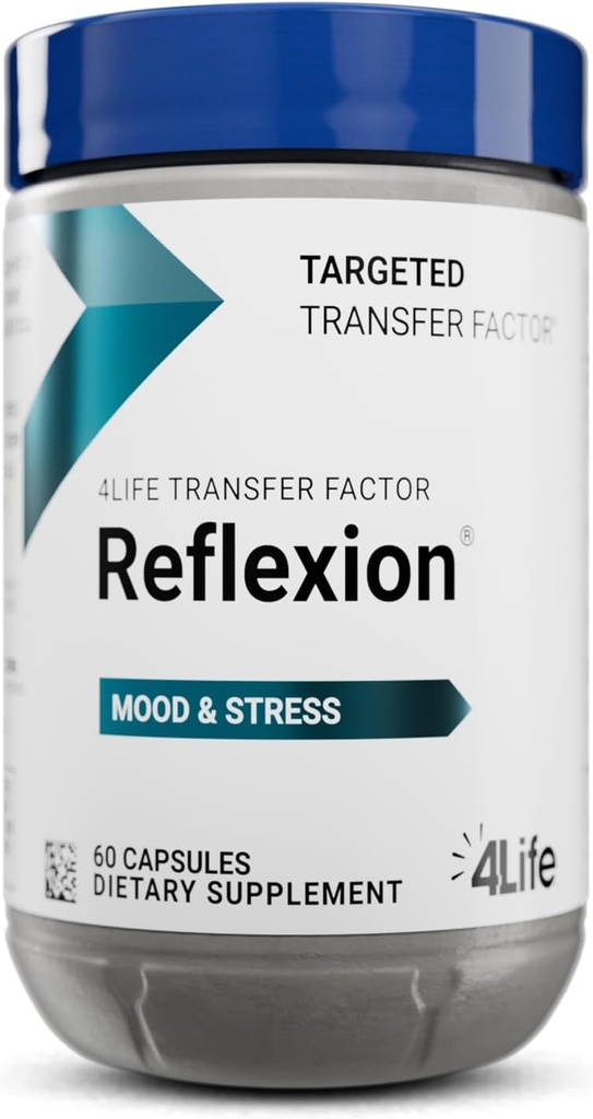 4Life Transfer Factor Reflexion -Mindset og Brain Support med L- Theanine, Wild Green Oat, og Tri- Factor immunformel - 60 kapsler