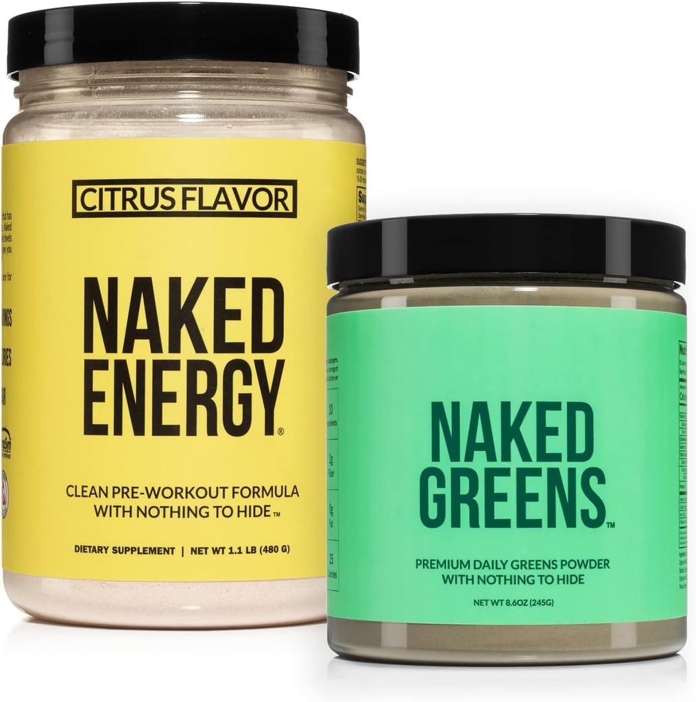 NAKED Vegan Energizing Bundle Citrus Energy Nutrition Super Green Powder Organic Green Supplement
