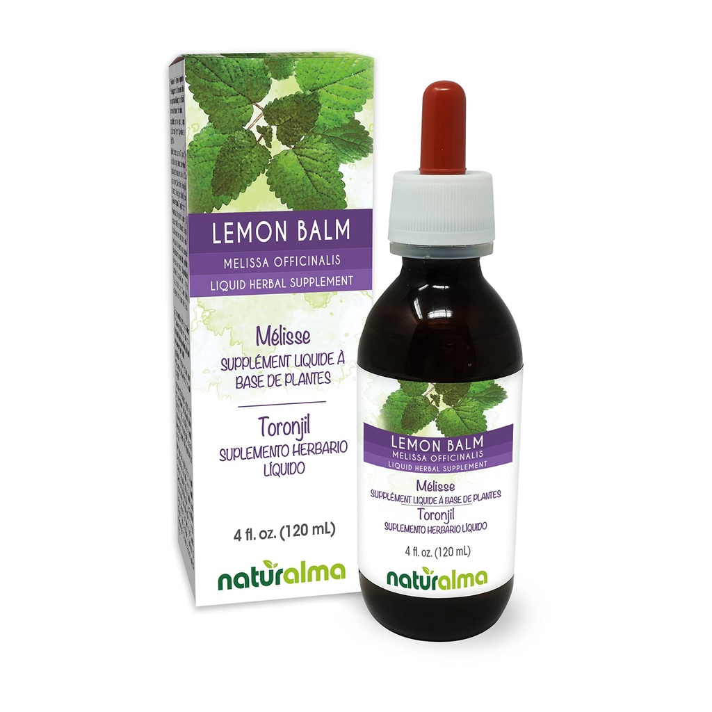Naturalma Lemon Balm (Melissa officinalis) Leaf Alkohol- Free Tincture - 4 fl oz Liquid Extract in Drops - Herbal Supplement - Vegan