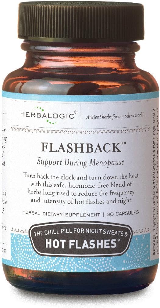 Herbalogic - Flashback Herb Kapsler - Naturlig Relief for Menopausale Hot Flashs, Nat Sweats, søvnløshed, Irritability & Mood Swings - 30 Cap Count
