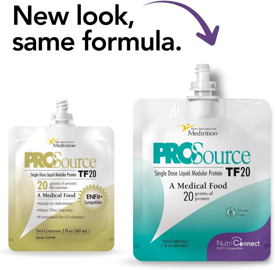 Medition NutriConnect ™ ProSource ® TF20 - ENFit ® Kompatibel Modular Protein supplement til tube fodring - 20g flydende protein i 60mL Pouch - understøtter Aspen Guidelines & ICU Nutrition