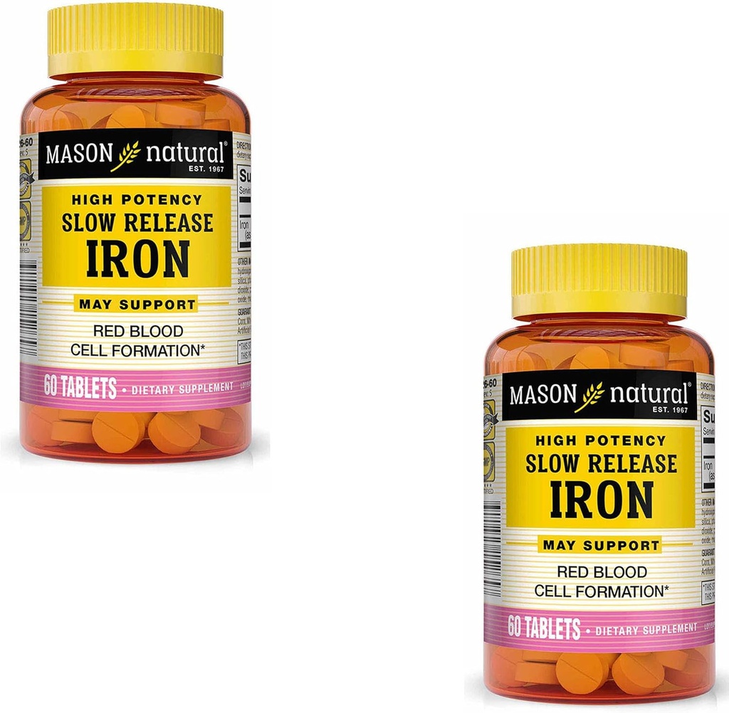 Mason Vitamin Slow Release Iron Sammenlign med de aktive ingredienser i langsom Fe, 1 -Ounce (pakke med 2)