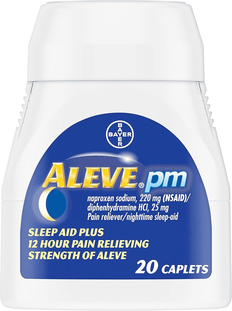 Aleve PM Pain Reliever Nighttime Sleep- Aid Caplets, 20 ea (pakke med 4)
