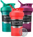 BlenderBottle Classic V2 Shaker Flaske Perfekt til Protein Shakes og Pre Workout, 20-Ounce (3 Pack), Rød, Grøn, Plum